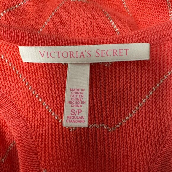 Victorias Secret Coral Knit Racerback Maxi Dress Womens Size Small Tie Waist - Picture 5 of 9